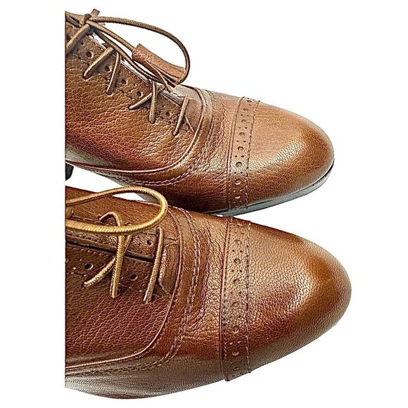 Stuart Weitzman Brogue Platform Ankle Heels Brown 6.5M Leather Made in Spain - Picture 9 of 14